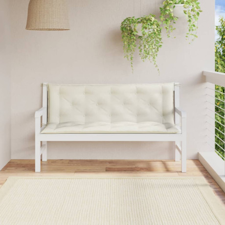 vidaXL Tuinbankkussens 2 st 150x50x7 cm stof gemêleerd crèmekleurig afbeelding3 - 1