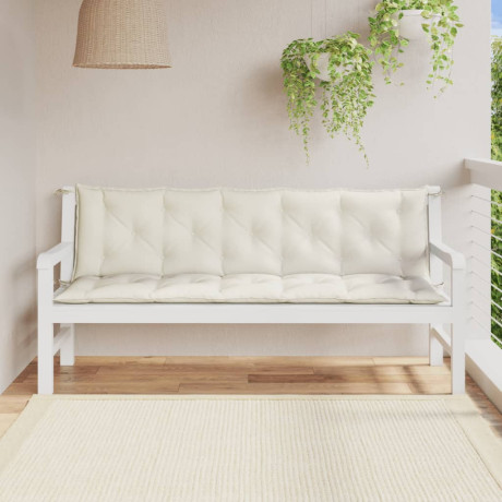 vidaXL Tuinbankkussens 2 st 180x50x7 cm stof gemêleerd crèmekleurig afbeelding3 - 1