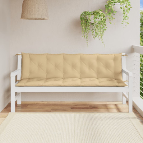 vidaXL Tuinbankkussens 2 st 180x50x7 cm stof gemêleerd beige afbeelding3 - 1