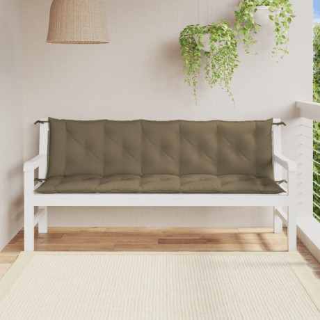 vidaXL Tuinbankkussens 2 st 180x50x7 cm stof gemêleerd taupe afbeelding3 - 1