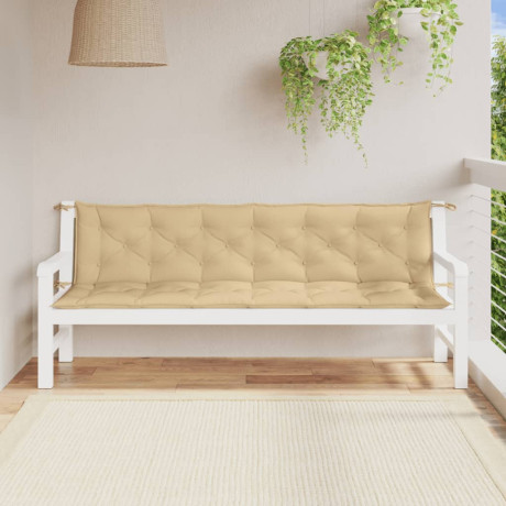 vidaXL Tuinbankkussens 2 st 200x50x7 cm stof gemêleerd beige afbeelding3 - 1