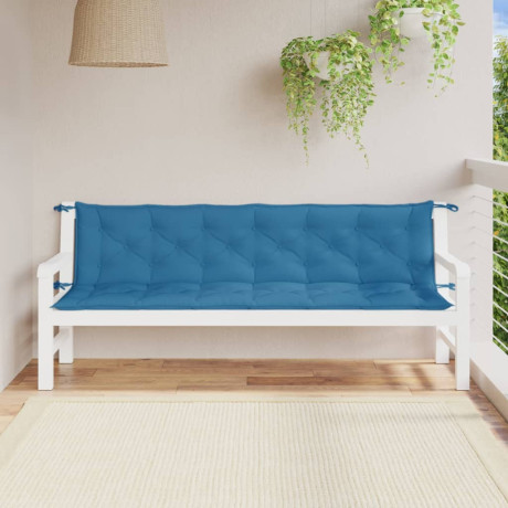 vidaXL Tuinbankkussens 2 st 200x50x7 cm stof gemêleerd blauw afbeelding3 - 1