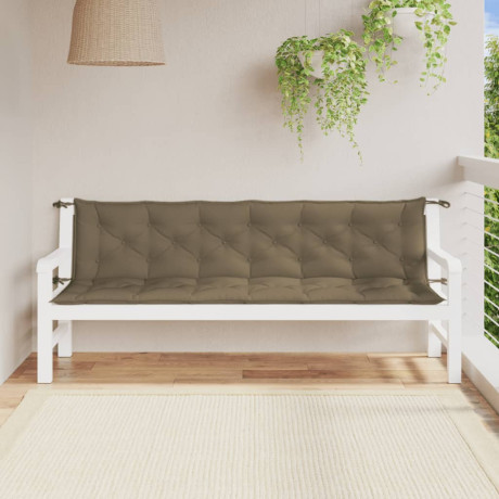 vidaXL Tuinbankkussens 2 st 200x50x7 cm stof gemêleerd taupe afbeelding3 - 1