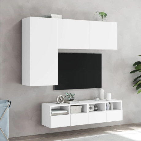 vidaXL 4-delige Tv-meubelset bewerkt hout wit afbeelding3 - 1