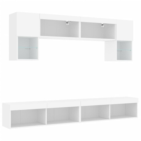 vidaXL 6-delige Tv-wandmeubelset met LED-verlichting bewerkt hout wit afbeelding3 - 1