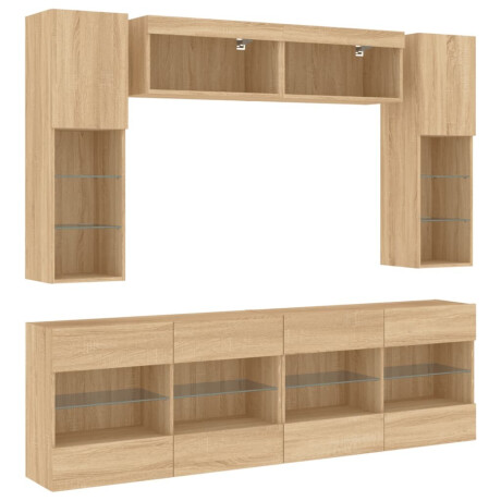 vidaXL 6-delige Tv-wandmeubelset met LED-verlichting sonoma eikenkleur afbeelding3 - 1