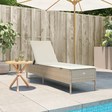vidaXL Ligbed met kussen poly rattan beige afbeelding3 - 1