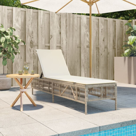 vidaXL Ligbed met kussen poly rattan beige afbeelding3 - 1