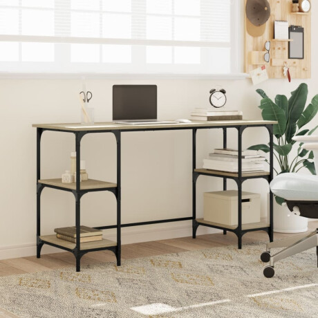 vidaXL Bureau 140x50x75 cm metaal en bewerkt hout sonoma eikenkleurig afbeelding3 - 1