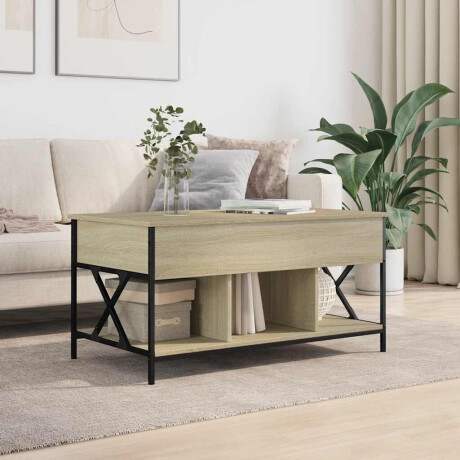 vidaXL Salontafel 100x55x50 cm bewerkt hout en metaal sonoma eiken afbeelding3 - 1