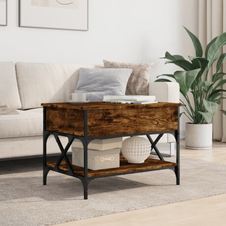 vidaXL Salontafel 70x50x50 cm bewerkt hout en metaal gerookt eiken afbeelding3 - 1