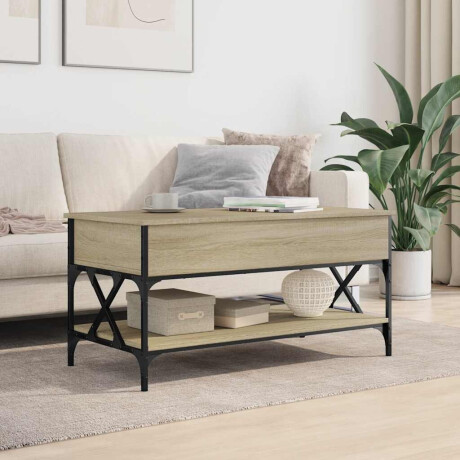vidaXL Salontafel 100x50x50 cm bewerkt hout en metaal sonoma eiken afbeelding3 - 1