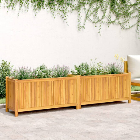 vidaXL Plantenbak met voering 199x38,5x50 cm massief acaciahout afbeelding3 - 1