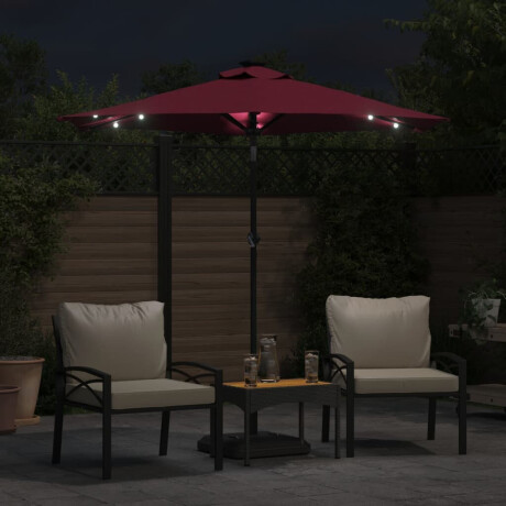vidaXL Parasol met LED's en stalen paal 225x225x212 cm bordeauxrood afbeelding3 - 1