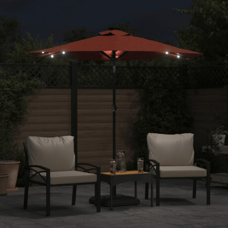 vidaXL Parasol met LED's en stalen paal 225x225x212 cm terracotta afbeelding3 - 1