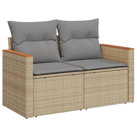 vidaXL 8-delige Loungeset met kussens poly rattan gemengd beige afbeelding3 - 1