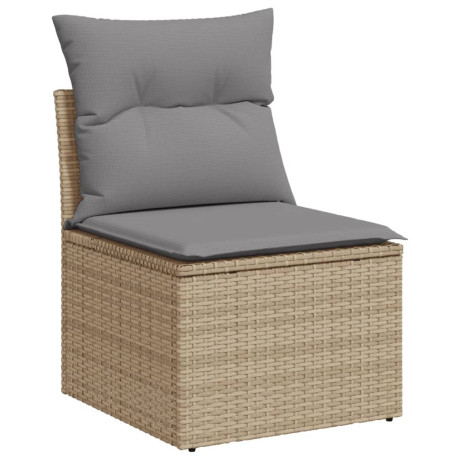 vidaXL 11-delige Loungeset met kussens poly rattan gemengd beige afbeelding3 - 1