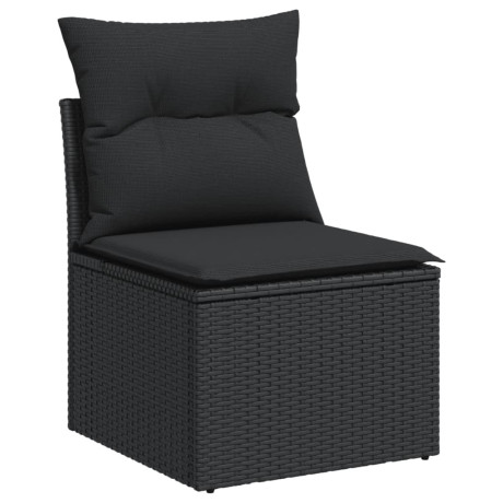 vidaXL 7-delige Loungeset met kussens poly rattan zwart afbeelding3 - 1