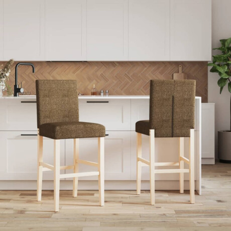vidaXL Barstoelen 2 st massief rubberhout en stof afbeelding3 - 1