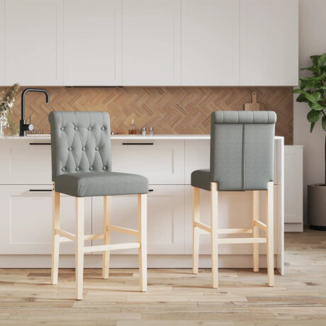 vidaXL Barstoelen 2 st massief rubberhout en stof afbeelding3 - 1