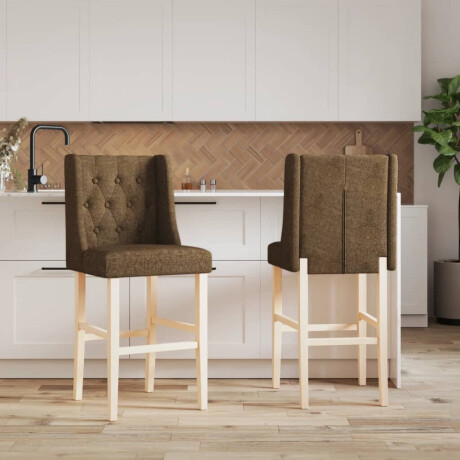 vidaXL Barstoelen 2 st massief rubberhout en stof afbeelding3 - 1