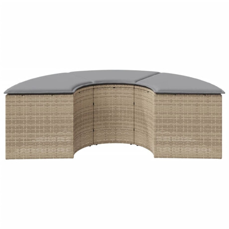 vidaXL Tuinvoetenbank met kussen poly rattan beige afbeelding3 - 1
