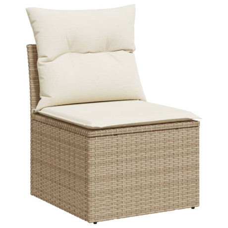 vidaXL 3-delige Loungeset met kussens poly rattan beige afbeelding3 - 1