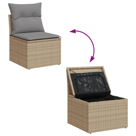 vidaXL 8-delige Loungeset met kussens poly rattan gemengd beige afbeelding3 - 1