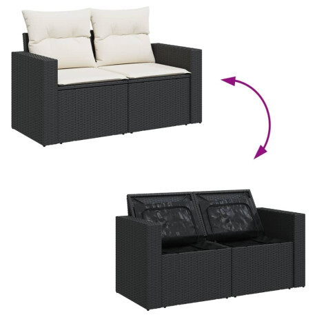 vidaXL 14-delige Loungeset met kussens poly rattan zwart afbeelding3 - 1