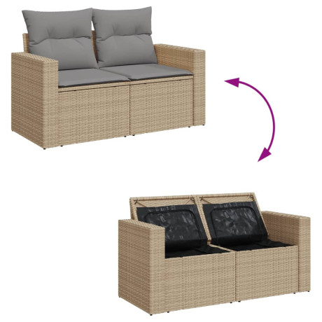 vidaXL 14-delige Loungeset met kussens poly rattan gemengd beige afbeelding3 - 1