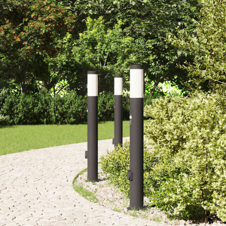 vidaXL Bolderverlichting met sensor en stopcontact 3 stuks 80 cm roestvrij staal IP44 afbeelding3 - 1