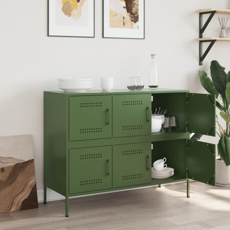 vidaXL Dressoir 100,5x39x79 cm staal olijfgroen afbeelding3 - 1