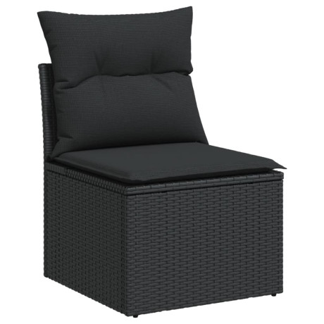 vidaXL 6-delige Loungeset met kussens poly rattan zwart afbeelding3 - 1