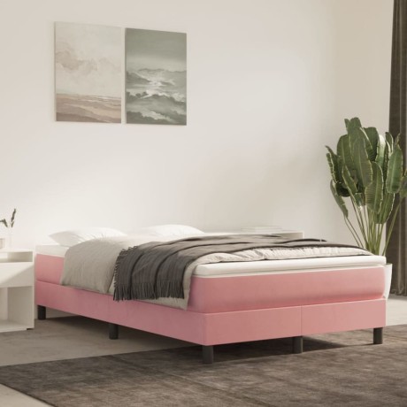 vidaXL Boxspring met matras fluweel roze 120x190 cm afbeelding3 - 1