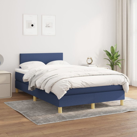 vidaXL Boxspring met matras stof blauw 120x190 cm afbeelding3 - 1