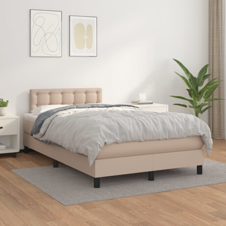 vidaXL Boxspring met matras kunstleer cappuccinokleurig 120x190 cm afbeelding3 - 1