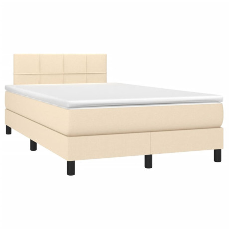 vidaXL Boxspring met matras en LED stof crèmekleurig 120x190 cm afbeelding3 - 1