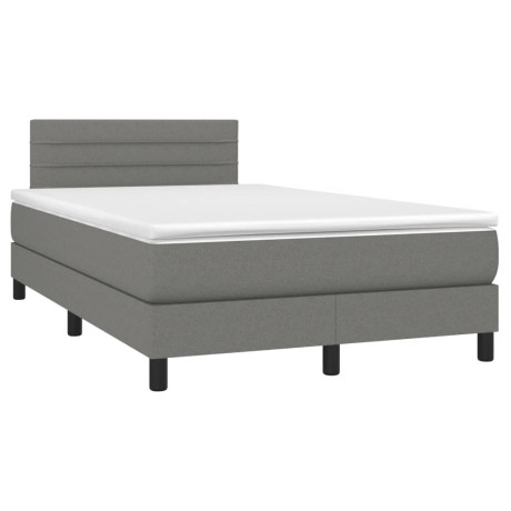 vidaXL Boxspring met matras en LED stof donkergrijs 120x190 cm afbeelding3 - 1