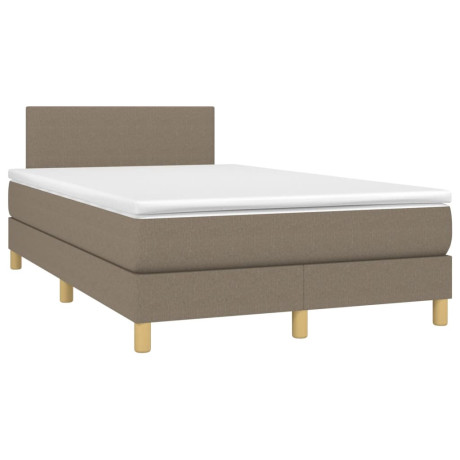 vidaXL Boxspring met matras en LED stof taupe 120x190 cm afbeelding3 - 1