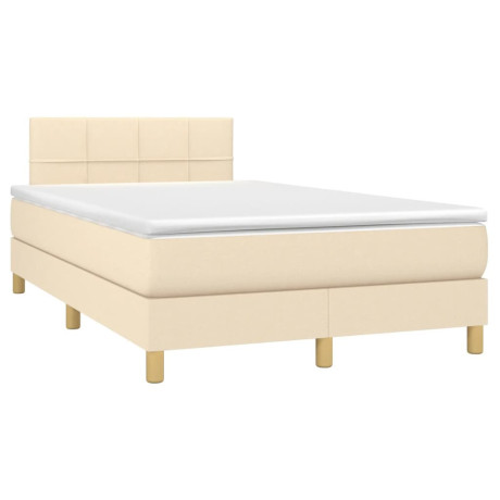 vidaXL Boxspring met matras en LED stof crèmekleurig 120x190 cm afbeelding3 - 1