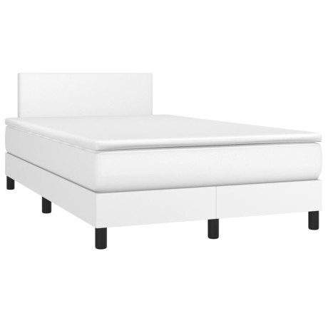 vidaXL Boxspring met matras en LED kunstleer wit 120x190 cm afbeelding3 - 1