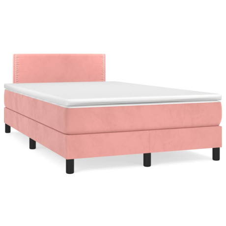 vidaXL Boxspring met matras en LED fluweel roze 120x190 cm afbeelding3 - 1