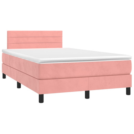 vidaXL Boxspring met matras en LED fluweel roze 120x190 cm afbeelding3 - 1