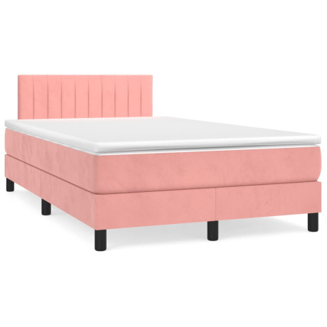 vidaXL Boxspring met matras en LED fluweel roze 120x190 cm afbeelding3 - 1