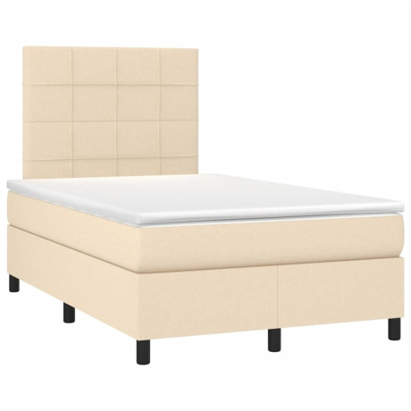 vidaXL Boxspring met matras en LED stof crèmekleurig 120x190 cm afbeelding3 - 1