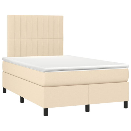 vidaXL Boxspring met matras en LED stof crèmekleurig 120x190 cm afbeelding3 - 1