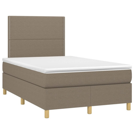 vidaXL Boxspring met matras en LED stof taupe 120x190 cm afbeelding3 - 1