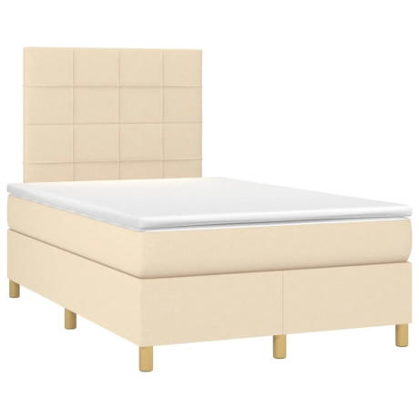 vidaXL Boxspring met matras en LED stof crèmekleurig 120x190 cm afbeelding3 - 1