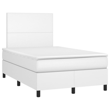 vidaXL Boxspring met matras en LED kunstleer wit 120x190 cm afbeelding3 - 1