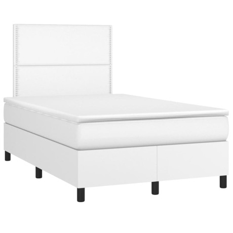 vidaXL Boxspring met matras en LED kunstleer wit 120x190 cm afbeelding3 - 1